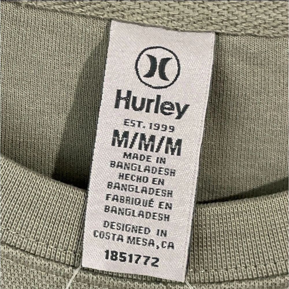 New! Hurley Mens Olive Green Crewneck Long Sleeve Sweatershirt Siz M Regular Fit - Picture 8 of 10